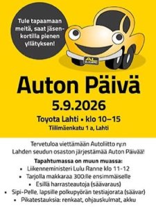Autoliiton Auton Päivää vietetään perinteisesti syyskuun ensimmäisenä lauantaina. Tervetuloa mukaan Auton Päivään lauant...