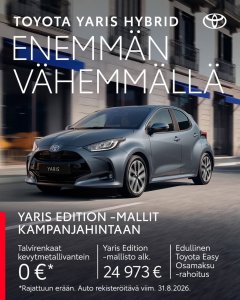 Ikisuosikki Toyota Yaris Hybrid tekee jokaisesta ajomatkasta hauskan ja huolettoman. Nyt rajattuun erään Toyota Yaris -m...