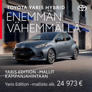 Ikisuosikki Toyota Yaris Hybrid tekee jokaisesta ajomatkasta hauskan ja huolettoman. Tutustu kampanjahintaisiin Yaris Ed...