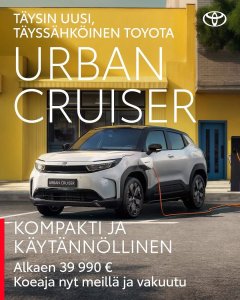 Täysin uusi täyssähköinen Urban Cruiser on täällä. Sisätiloiltaan luokkaansa suurempi malli ihastuttaa liu utettavilla j...