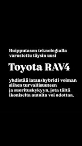 Täysin uusi Toyota RAV4 on valmiina kaikkiin seikkailuihisi – aina näppärästä arkiajosta spontaaneihin retkiin. Videolla...