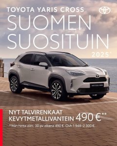 Toyota Yaris Cross on Suomen suosituin automalli 2025 – eikä suotta. Yaris Cross Edition -mallisto alk. 29 965 €. Nyt me...