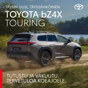 Perheauto. Ja paljon enemmän. Täysin uusi, täyssähköinen Toyota bZ4X Touring tarjoaa enemmän tilaa, hallintaa ja ajonaut...